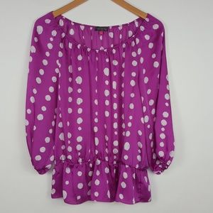 Vince Camuto Pink White Dots Blouse
